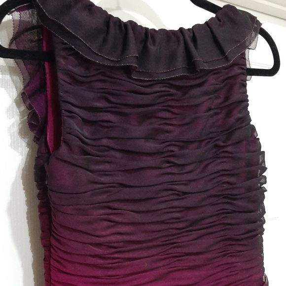 ADRIANNA PAPELL RUCHED PURPLE OMBRÉ SLEEVELESS DRESS SIZE 6 - Picture 14 of 15